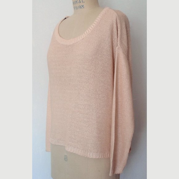 H&M PEACH COATED SHAKER CREWNECK LONG SLEEVE SWEATER L NWT - Picture 3 of 7